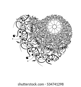The heart vector. Valentine's day. A symbol of love. Grunge texture. Ornate pattern. Valentine. Wedding. symbol. Plant. Skull. Mandala. Ornament