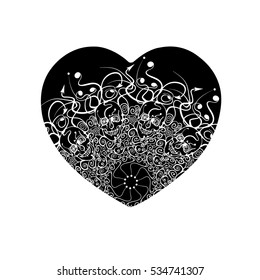 The heart vector. Valentine's day. A symbol of love. Grunge texture. Ornate pattern. Valentine. Wedding. symbol. Plant. Skull. Mandala. Ornament