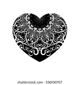 The heart vector. Valentine's day. A symbol of love. Grunge texture. Ornate pattern. Valentine. Wedding. symbol. Card