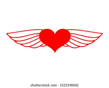 heart vector. heart with wings