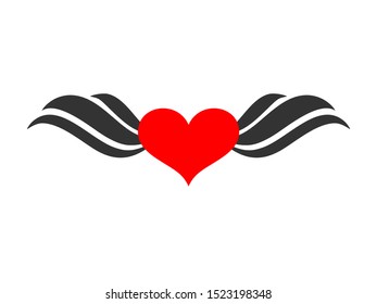 heart vector. heart with wings