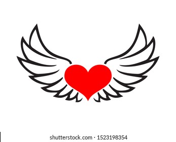 heart vector. heart with wings