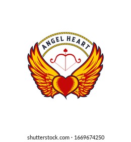 heart vector and wings symbolizing guardian angels of the heart