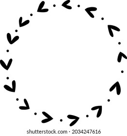 Heart Vector Wreath on isolated background. Wedding circle frame. Cuttable file. 