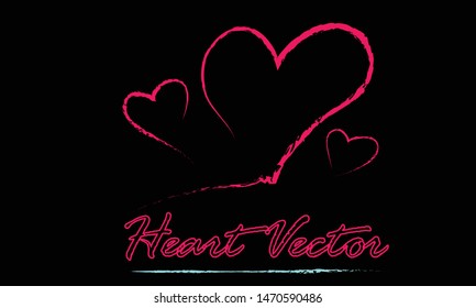 Heart vector,heart out line design on black background
