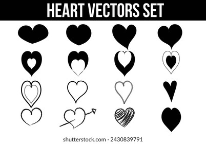 Heart vectors set, love vectors