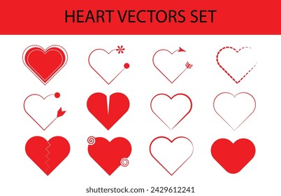 Heart vectors set, love vector