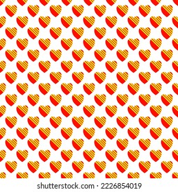 Heart vector.Seamless abstract pastel red yellow hearts.Valentine illustration.Simple heart background illustration.diagonal heart.White background heart vector.Vector for wrapping paper,wallpaper.