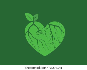 Heart, veins, leaves Vector