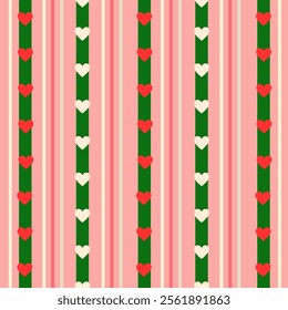 Heart Vertical Cream Valentine's Day Pastel Tone for Pattern,Background,Wallpaper,Carpet,Vector,Illustration,Fabric,Wrapping,Embrodery Style