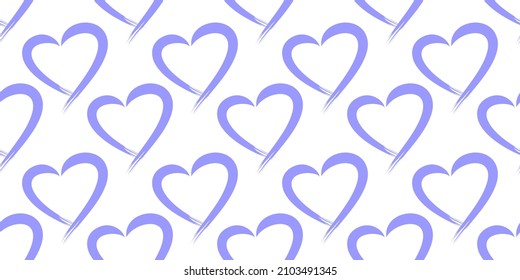 heart of Very Peri. heart drawn casually - seamless pattern. Valentine's Day