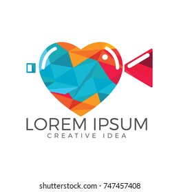 Heart & video cam logo design.