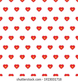 heart Vietnam flag seamless pattern.  Vietnam flag texture vector 