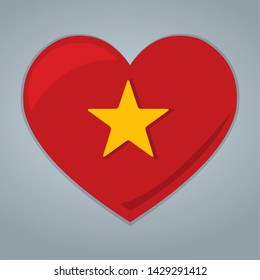 heart with vietnamese flag vector symbol illustration