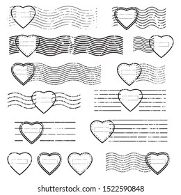 Heart vintage Blank stamp and element postal stamps set.illustration vector