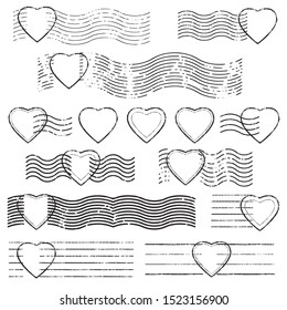 Heart vintage Blank stamp and element postal stamps set.illustration vector