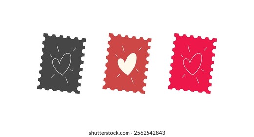 Heart vintage Blank stamp and element postal stamps vector. Vintage Heart Blank Stamp and Postal Elements Vector Design