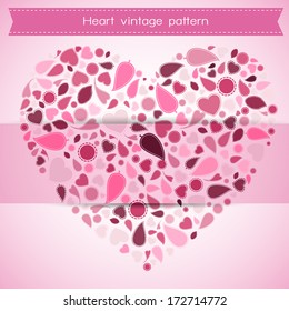 heart vintage pattern , valentine and postcard