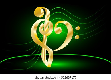 Heart - violin and bass clef, Music note stave and heart violin and bass clef,