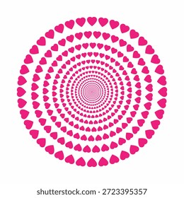 Coração Vortex Padrão de Espiral Vibrante de Colorido Rosa e Corações Vermelhos, Sonhador Valentine Espiral Mandala Design