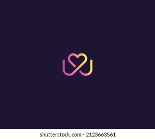 Heart W Letter logo design Template vector symbol. Icon Heart W vector illustration