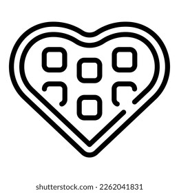 Heart wafer icon outline vector. Belgian waffle. Cake pastry