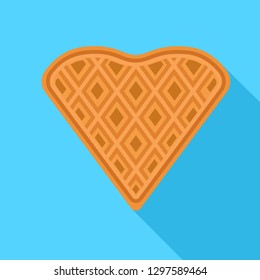 Heart waffle icon. Flat illustration of heart waffle vector icon for web design