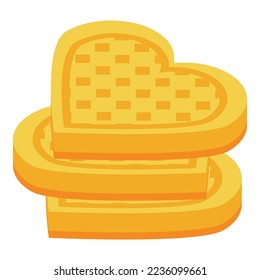 Icono de gofre del corazón vector isométrico. Máquina de hierro. Cocina belga