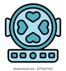 Heart waffle machine icon outline vector. Belgian maker. Baking appliance color flat