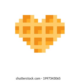 Heart waffle pixel art. Vector illustration. Valentine's Day.