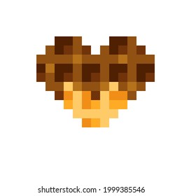 Heart waffle pixel art. Vector illustration. Valentine's Day.