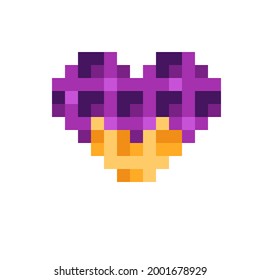 Heart waffle pixel art. Vector illustration. Valentine's Day. 