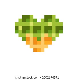 Heart waffle pixel art. Vector illustration. Valentine's Day. Green Tea Glazed Waffles.