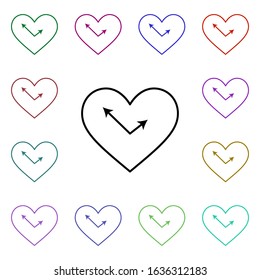 Heart wall clock multi color style icon. Simple thin line, outline vector of heartbeat icons for ui and ux, website or mobile application