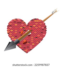 Heart in wall shape with arrows going thru
