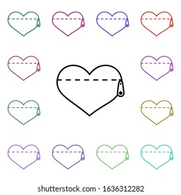Heart wallet multi color style icon. Simple thin line, outline vector of heartbeat icons for ui and ux, website or mobile application