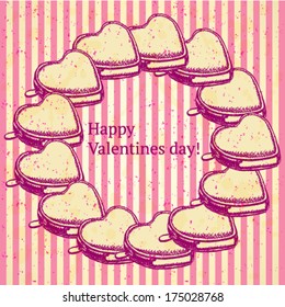 Heart wallet, vector sketch background 