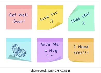 Heart warming text on colorful sticky notes 