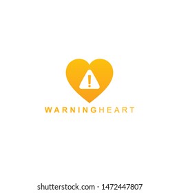 Heart Warning Flat Logo. Modern tehcnology logo isolated on white background. Simple vector illustration for graphic or web design.