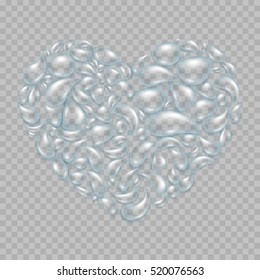 Heart from water drops isolated on transparent background. EPS 10 vector file included