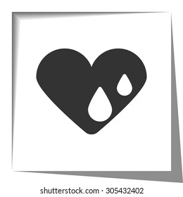 Heart Water icon with cut out shadow effect