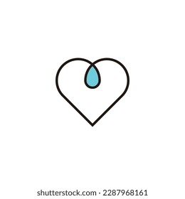 Heart, water, lines geometric symbol simple logo vector