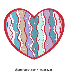 Heart with a water pattern inside. Vector  design elements, isolated on a white background.