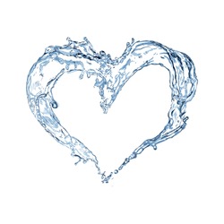 Heart From Water. Water Splash.  Heart. Vector Illustration.  