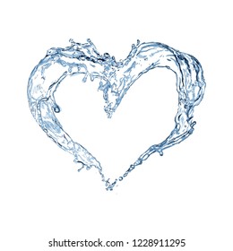 Heart from water. Water splash.  Heart. Vector Illustration.  