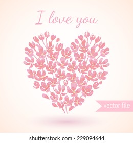 heart of watercolor flowers. valentine day's card