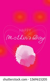 Heart and watercolor hand painted macula on the Mothers day card. Abstract colorful background with text