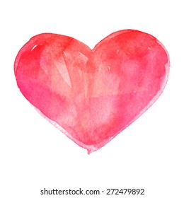 Heart. Watercolor vector background. Red.