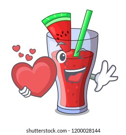With heart watermelon juice with watermelon fruit cartoon