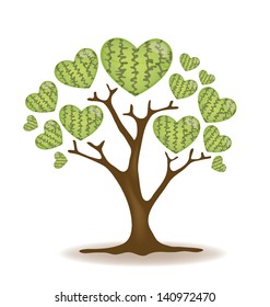 heart. watermelon. tree vector illustration.